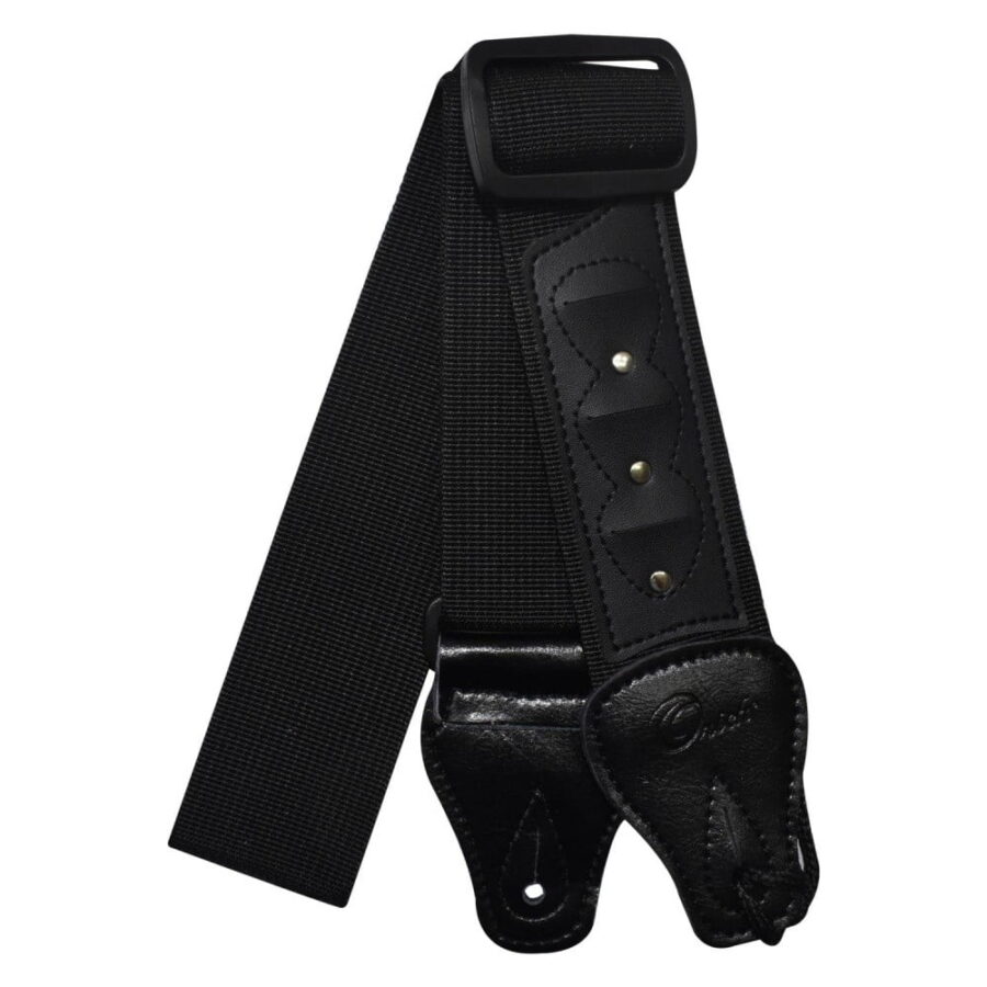 correa negra para guitarra porta vitela - 1